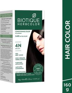 BIOTIQUE Herbcolor Conditioning | 100% Grey Coverage in 15 Minutes | 4N Hair Colour , Brown