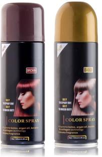 MYEONG Original Professional Temporary Hair Color Spray Combo , Brown, Golden