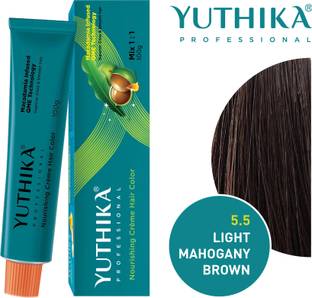 Yuthika Creme Hair Colour 100% Grey Coverage | For Women & Men 100g , Light Mahogany Brown 5.5