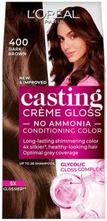 L'Oréal Paris Casting Creme Gloss Hair Colour |Ammonia-Free & Glossy Finish , Dark Brown 400
