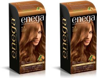 enega Cream hair color (100 ml/each) superior quality with Argan Oil & Green Tea extract NO AMMONIA Cream FORMULA smooth care for your precious hair! GOLDEN BROWN 4.3 (Pack of 2) , GOLDEN BROWN 4.3