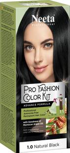 Neeta Professional Fashion Color Kit Permanent Hair Color Natural Black.1.0 , Black