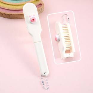 ROCXY Folding Hair Brush with Cute Character Boys & Girls (White, Pack of 1)