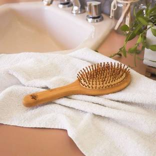 KITCHENBIZ Wooden hair brush for Women & Men for hair growth with flat paddle brush comb