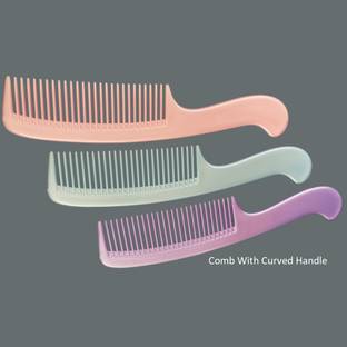 Zodiac Fine Teeth hair comb with Curved Handle(pack of 3)