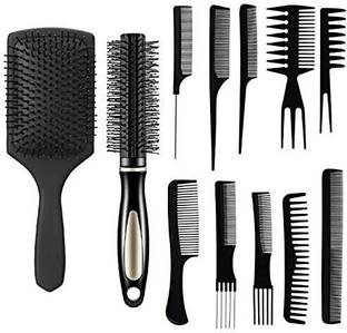 PURZARI 12 PIECE COMBO WITH FLAT BRUSH ,ROLLER COMB.10 IN 1 COMB SET