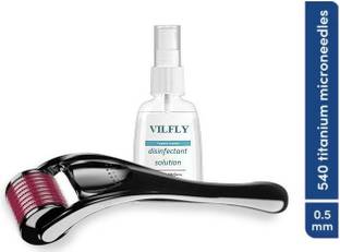 VILFLY HAIR Matters Derma Roller with Disinfectant 540 Micro 0.5mm Titanium Needle
