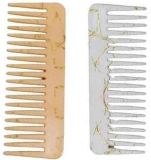PasCom Printed Wide Teeth Shampoo Combs Combo for Women (Multicolour) - Set of 2