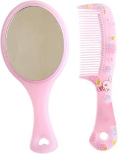 BRM TRADERS Comb Hand Mirror Set for Women and Girls (Random Colors and designs)