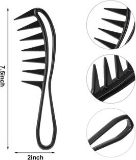 yogi Plastic Wide Teeth Curly Hairdressing Tooth Comb Black (Pack Of 3) hair combo