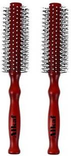 Alkaf High Quality Wooden Comb Round Hair Brush Pack of 2