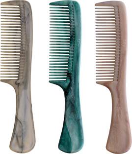 LILY Grooming Marble Handle Hair Combs For Men & Women, Pack of 3