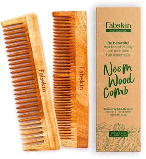 Fabskin Neem Wooden Comb | Detangling, Frizz Control & Shine | Graduated & Wide Tooth