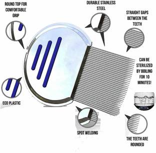 MakeuPia Lice Comb Stainless steel Nit & Egg For Man & women Kids babies(Random color)