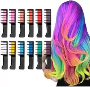 Mypleasureshopee Set of 12 Pc Temporary Washable Hair Chalk Color Combs for Unisex (Multicolour)