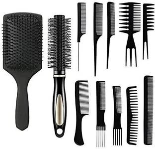 M.S TRADERS 12 PIECE COMBO WITH FLAT BRUSH ,ROLLER COMB.10 IN 1 COMB SET