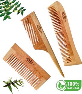 ncr Organic Neem wooden Comb.Natural hair care Duel & Single Teeth Comb