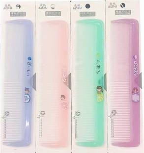KIRA Plastic Hair Comb, Fine & Wide Combs For All Hair Types (02) (Pack Of 4)