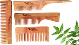 pure nature 4 Different comb 1Set Neem Wood 100% Natural (Pack Of 4)