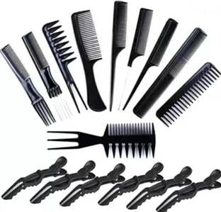 M.S TRADERS 10 PIECE HAIR STYLING COMB SET WITH 6 CROCODILE HAIRCLIP