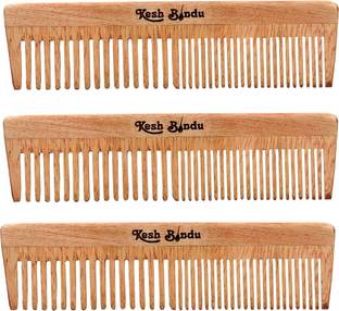 KeshBindu Neem Wood Combs 100% Handmade, Anti- Dandruff pack of 3