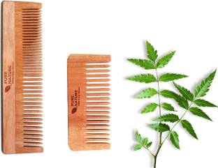 pure nature 2 Different comb 1Set Turly Neem Wood 100% Natural (Pack Of 2)