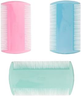 LILY Wide Teeth Lice & Dandruff Hair Combs For Men & Women, Pack of 3