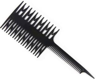 Shihen Hair Dyeing Comb 3-Way Sectioning Highlight Comb Professional Weaving Comb Black