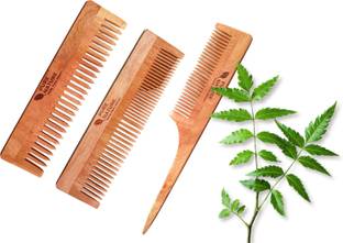pure nature 3 Different comb 1Set Turly Neem Wood 100% Natural (Pack Of 2)