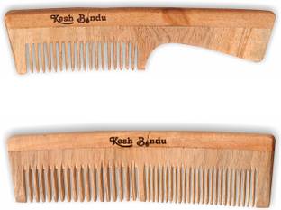 KeshBindu Neem Wood Combs 100% Handmade, Anti- Dandruff C1 & C4 Comb