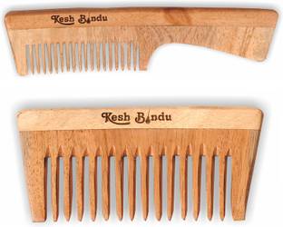 KeshBindu Neem Wood Combs 100% Handmade, Anti- Dandruff C1 & C2 Comb