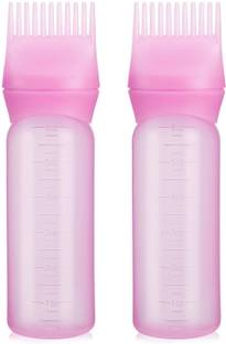 Cosluxe 2 Pcs Hair Oil Bottle, Oil Comb 120ml Hair Tools Hair Dye Applicator Brush