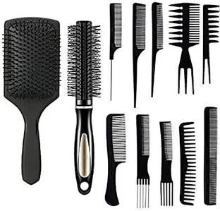 MKSL 12 Pieces Hair Brush Comb Set Paddle Hair Brush Detangling Brush Roller Brush