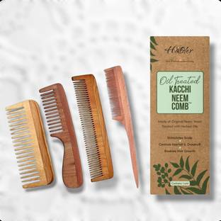 HALDER Kacchi Neem Fine Teeth Wooden Comb For Daily Styling Soaked In 17 Herbs & Oils