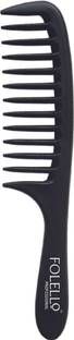 FOLELLO Professional Carbon Fiber Comb With Handle - Ergonomic Grip - 205x43x7mm