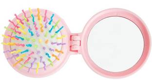 Shihen Mini Hair Brush for Purse, Pocket Hair Brush with Mirror for Girls - 1pc