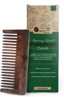 Organic B Indian Rosewood Wide Tooth Comb |Rosemary Infused