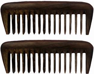 RUfiys Wide Tooth Neem Wooden Comb for Women | Hair Growth, Dandruff Control Pack of 2