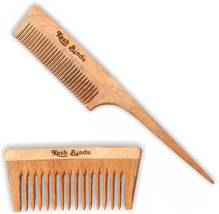 KeshBindu Neem Wood Combs 100% Handmade,Anti- Dandruff C2 & C3 Comb