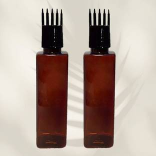 Green Aroma Hair Root Applicator Bottle with Comb Cap for Applying Hair Oil