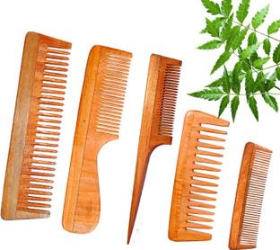 DREAMWIND Neem Wooden Comb Set Of 5 for Women & Men Dandruff Remover |