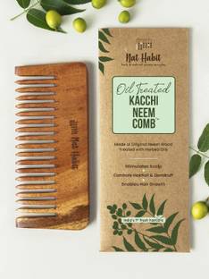 Nat Habit Oil Soaked Shampoo Neem Wooden Comb For Detangling (Small)