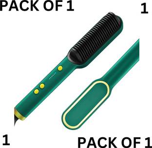 bazler Hair Straightener Brush, Ionic Hair Straightener 2 in 1, Fast Heating F Hair Curler
