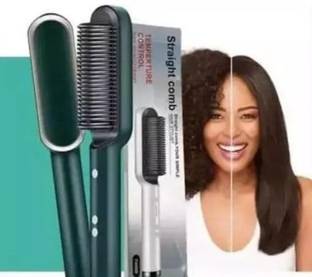 bazler Hair Straightener Brush, Ionic Hair Straightener 2 in 1, Fast Heating B Hair Curler