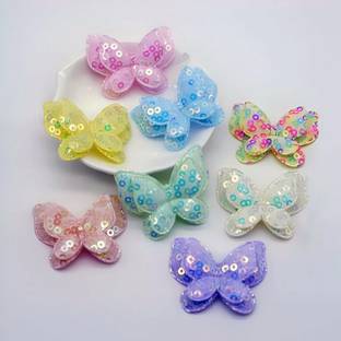 bblissbeauty Luxur 6pcs Padded Sequins Butter fly Appliques Double Layers Decorative Patches Hair Curler