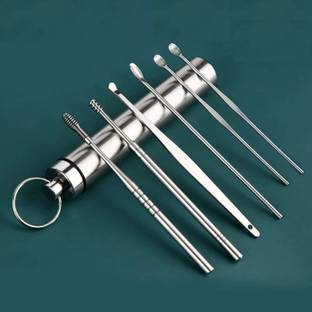 MBVTREADS 6 PCS Ear Cleansing Tool Set with Keychain Box Hair Curler