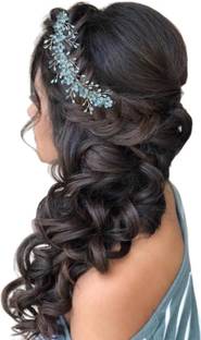 AKSFORU Women Attractive Artificial Golden and Pearl Wedding Hair Extension