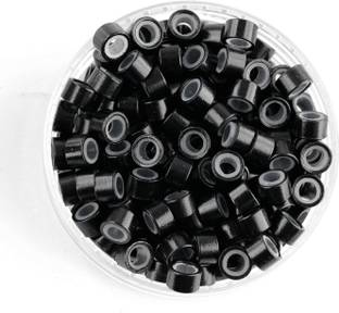 D-DIVINE 1000PCS Silicone Lined Micro Rings Links Beads for  Extensions (Black) Hair Extension