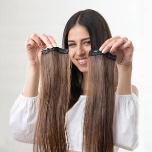 hair originals 100% Natural Human Clip in Side Patch For Women's- Light Brown, 16 Inches Hair Extension