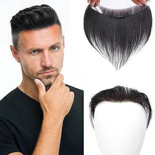 A H S Men's Frontal/ line piece/ for Covering Male Receding Patch (Black) Hair Extension